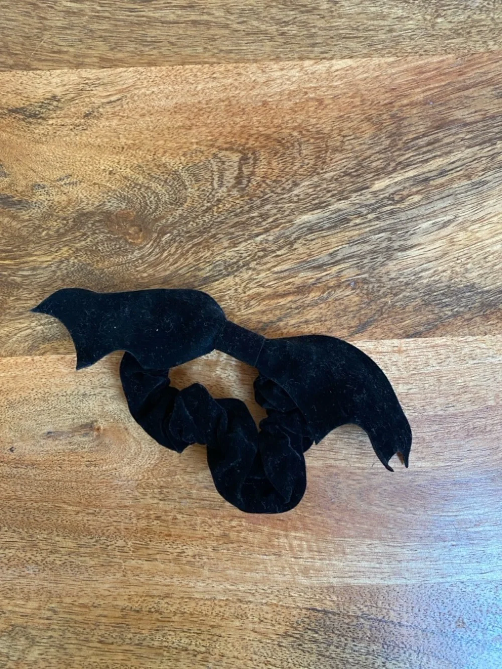 2 Black Suede Gothic Goth Bat Shaped Hair Scrunchies Hair Accessories